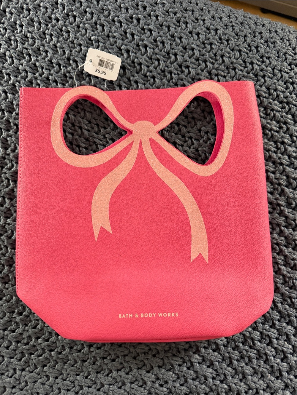 Bath & Body Works Pink Tote with Light Pink Bow Cutout